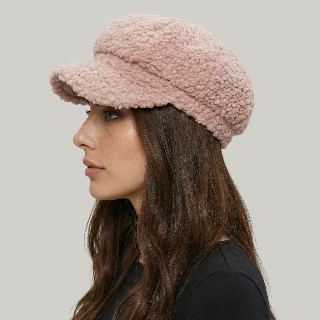 Béret Gavroche Femme Rose à Fourrure