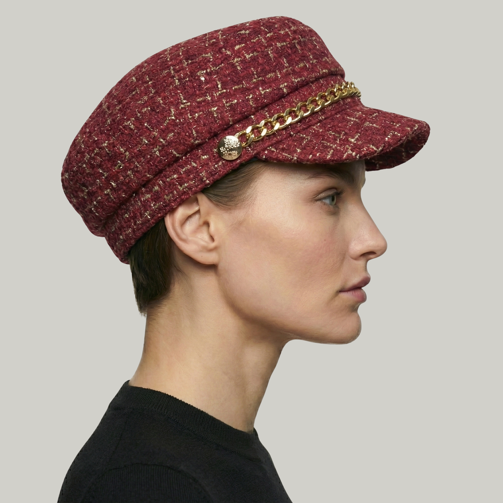 Béret Gavroche Femme Rouge Chaine