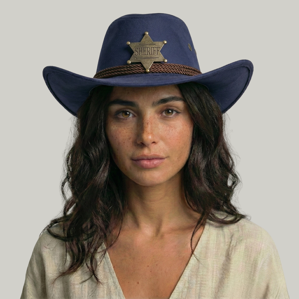 Chapeau de Cowboy Femme Bleu Sheriff