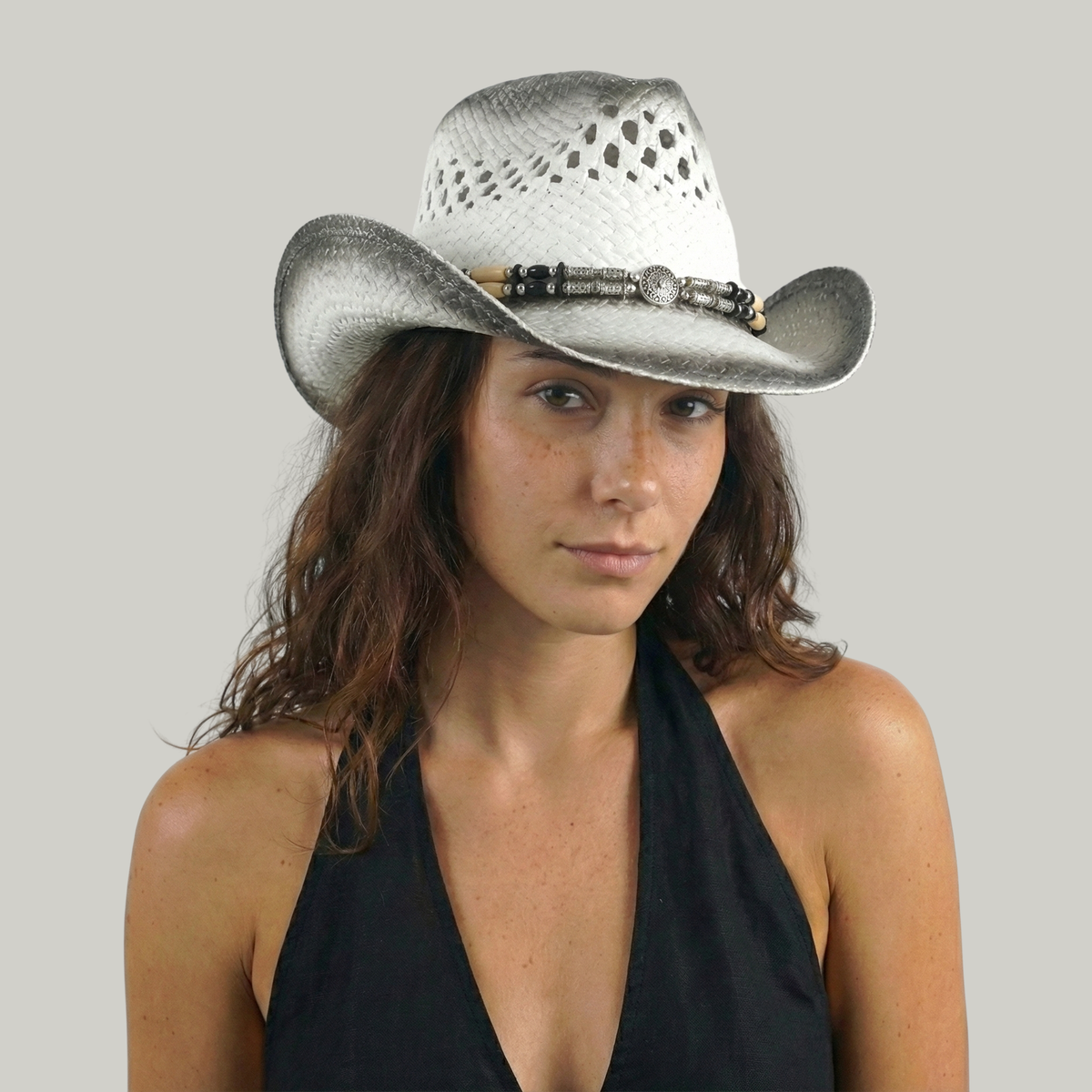 Chapeau de Cowboy Femme Blanc Rétro