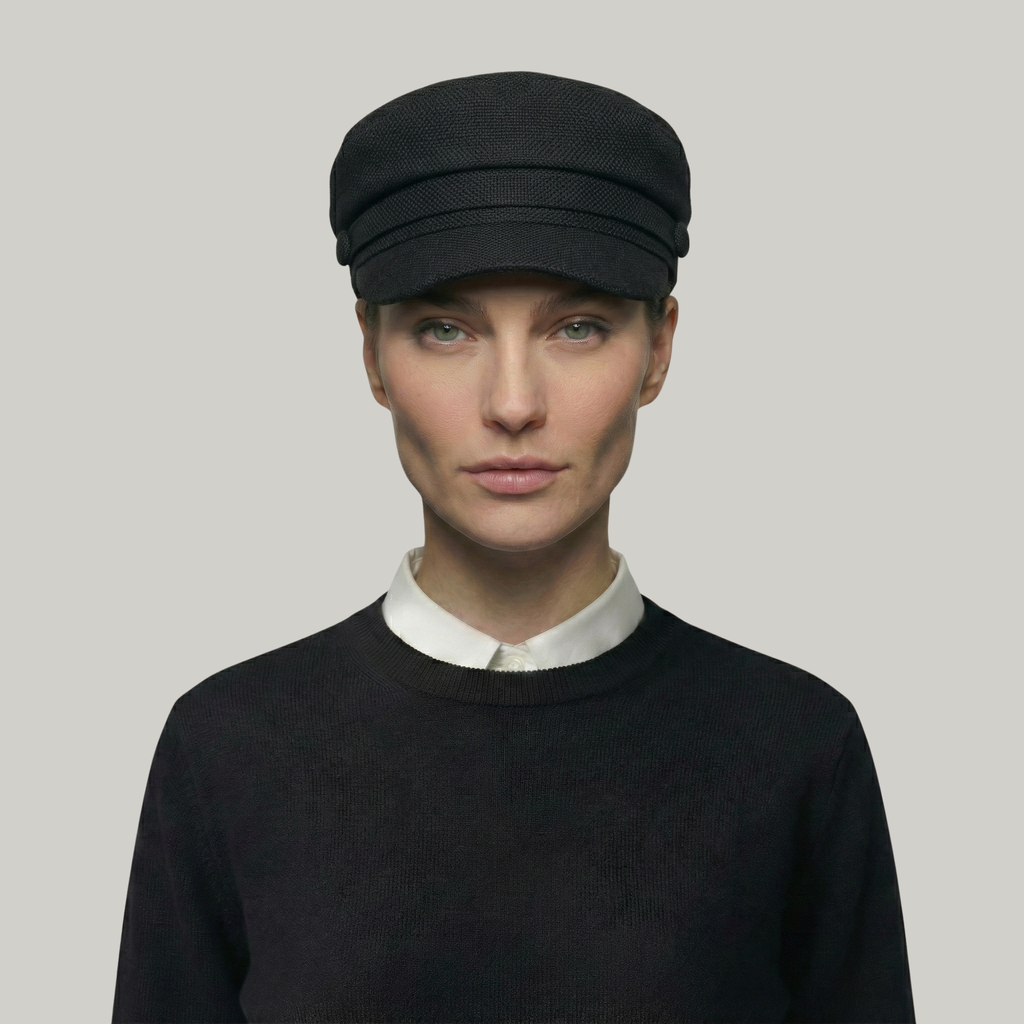 Béret Gavroche Femme Noir Simple