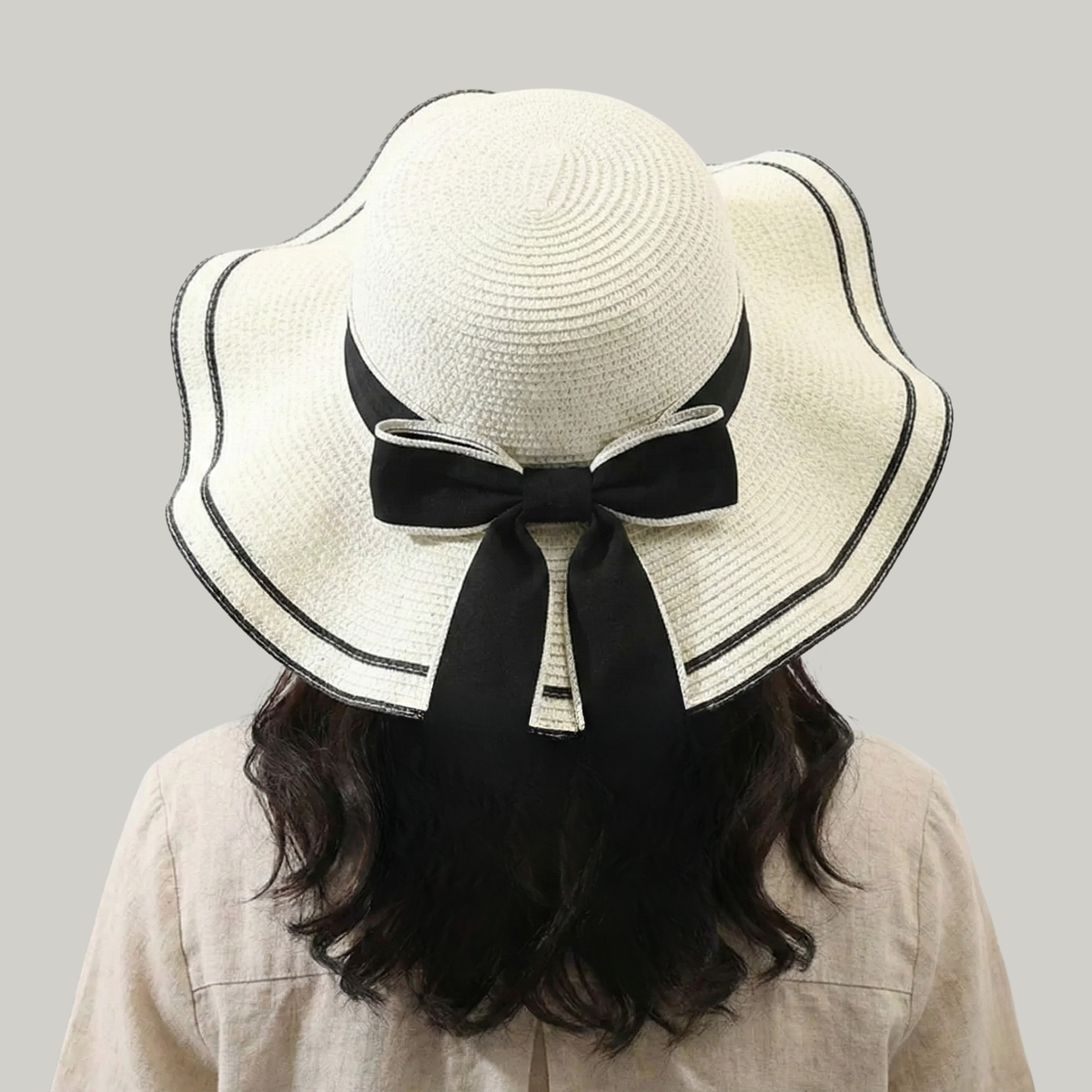 Chapeau de Paille Femme Blanc Élégant