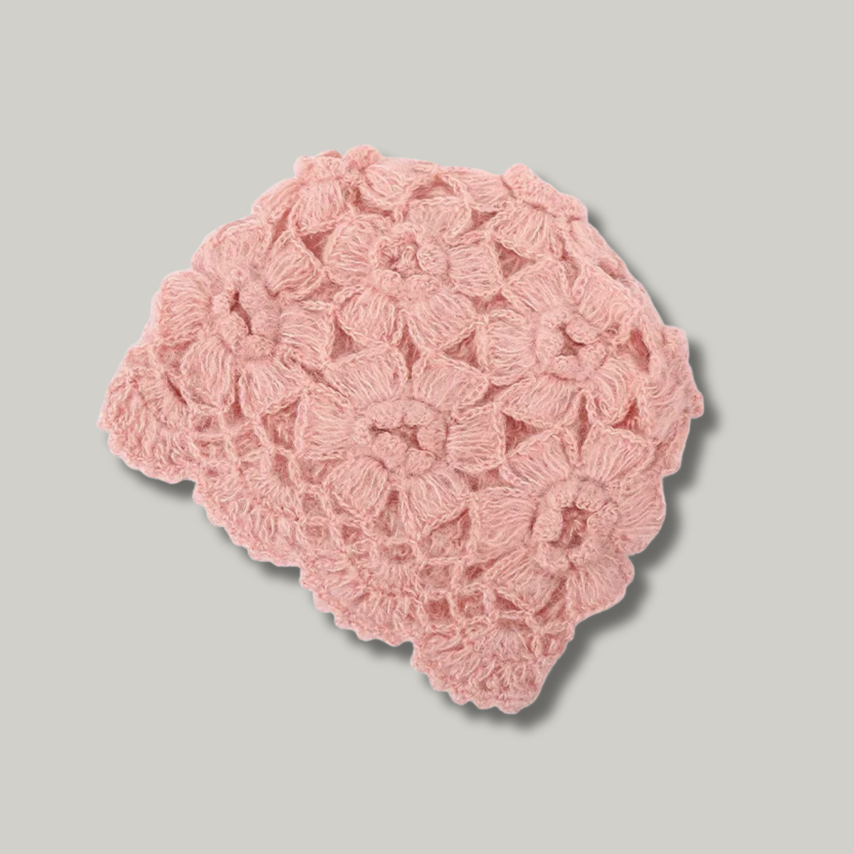 Bonnet Crochet Femme Rose Fleur