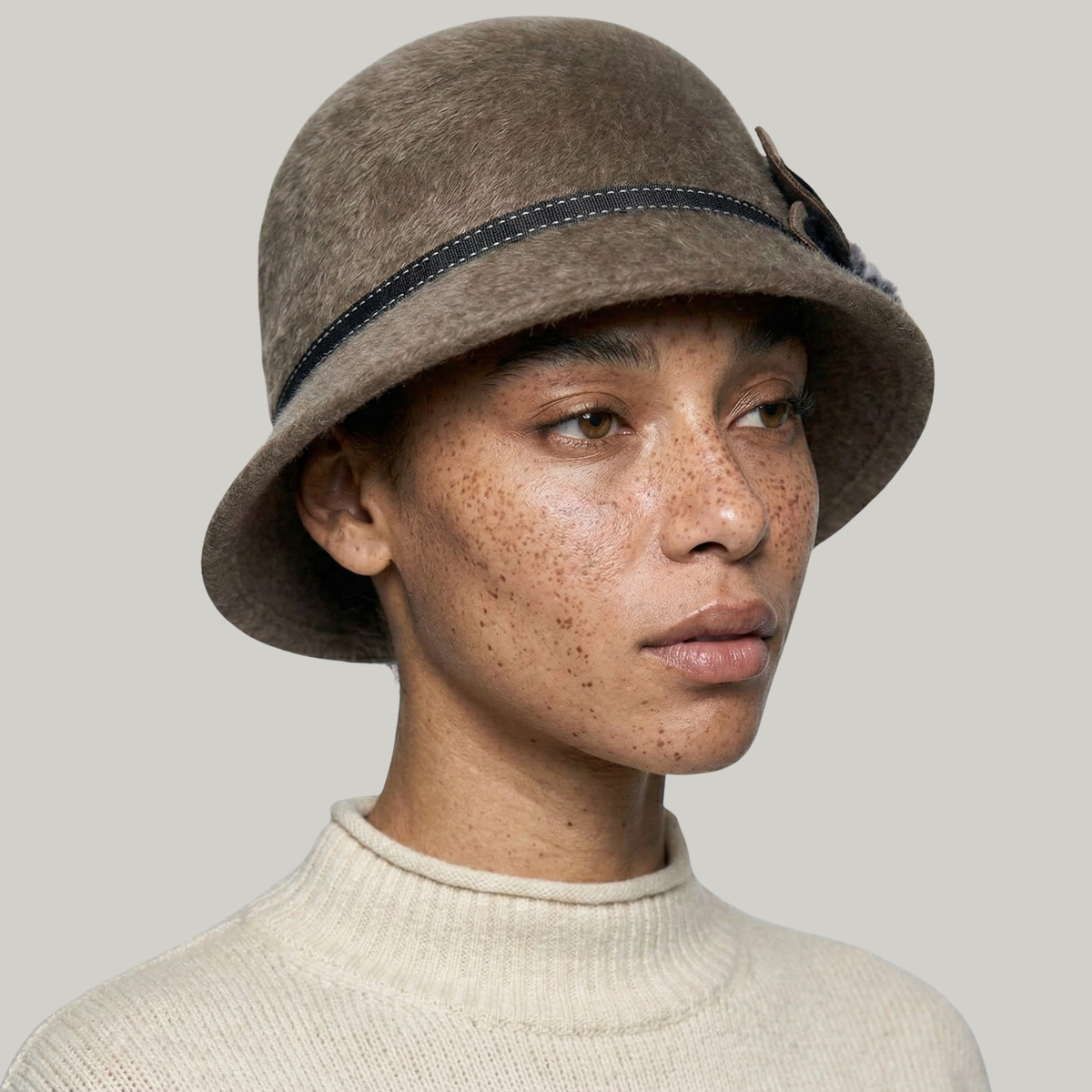 Chapeau Melon Femme Marron à Fleur