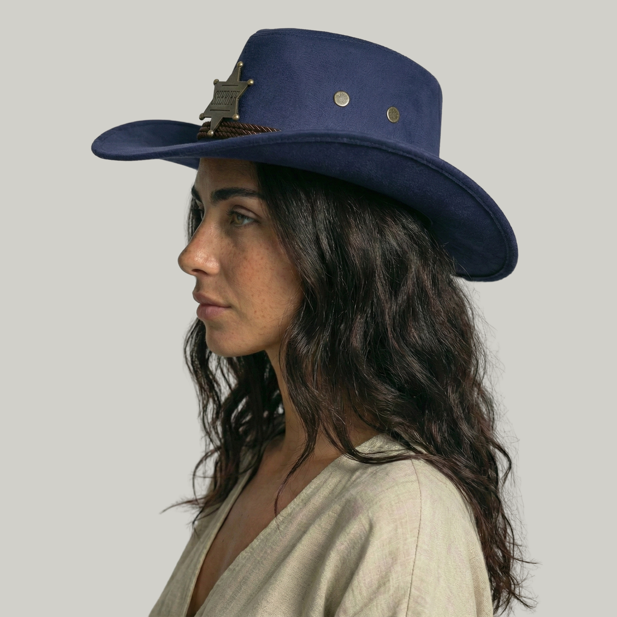 Chapeau de Cowboy Femme Bleu Sheriff