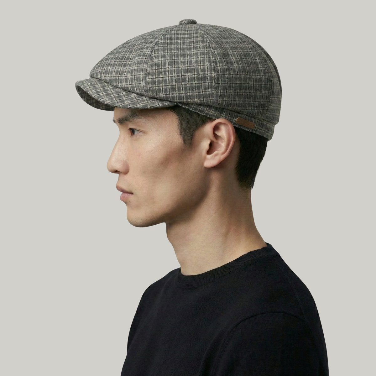 Béret Gavroche Homme Gris à Carreaux