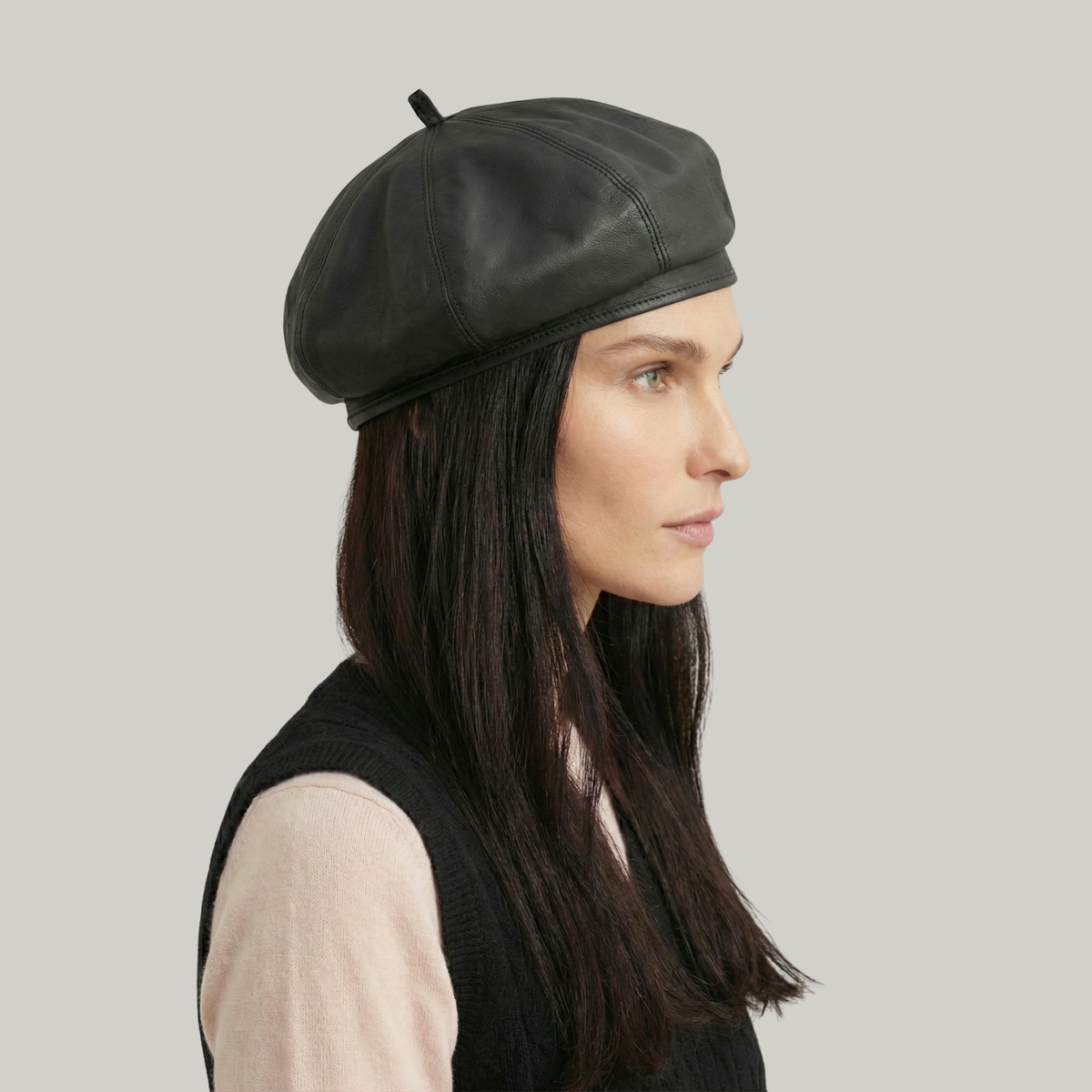 Béret Basque Femme Noir Brillant