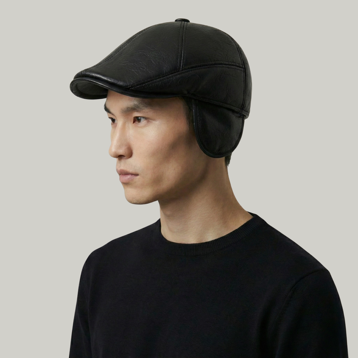 Béret Homme Noir Cache Oreille