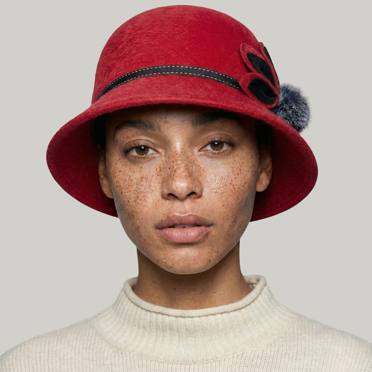 Chapeau Melon Femme Rouge à Fleur