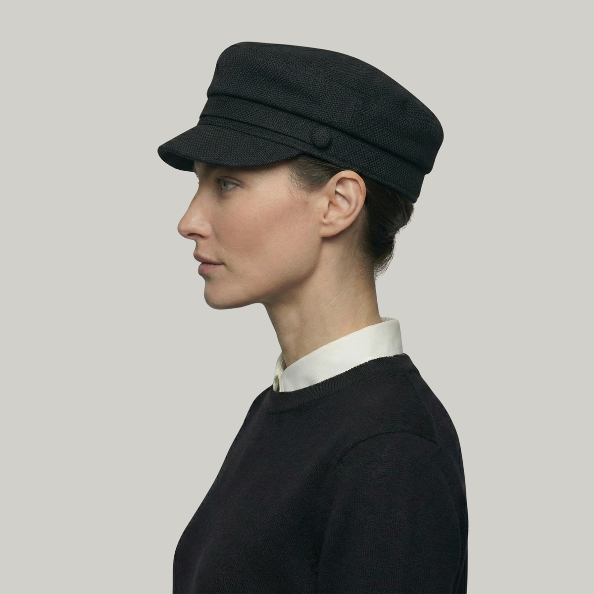 Béret Gavroche Femme Noir Simple