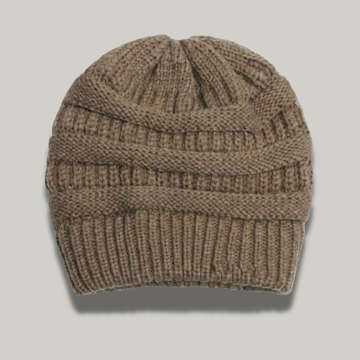 Bonnet Tricot Femme Marron à Relief