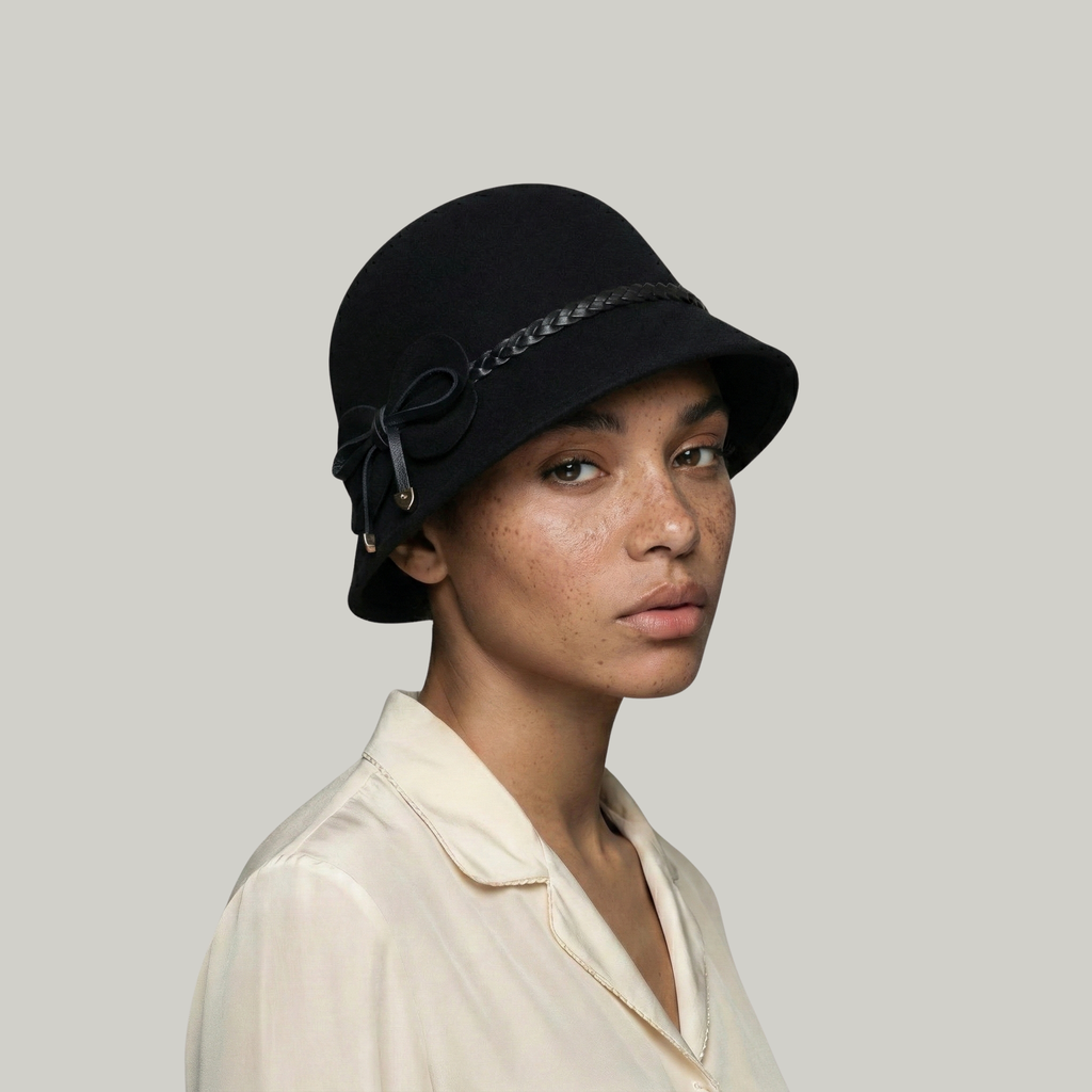 Chapeau Melon Femme Noir à Lacets