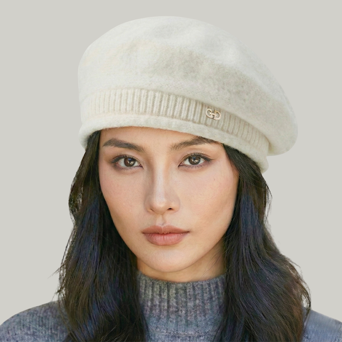 Béret Femme Blanc Effet Laine