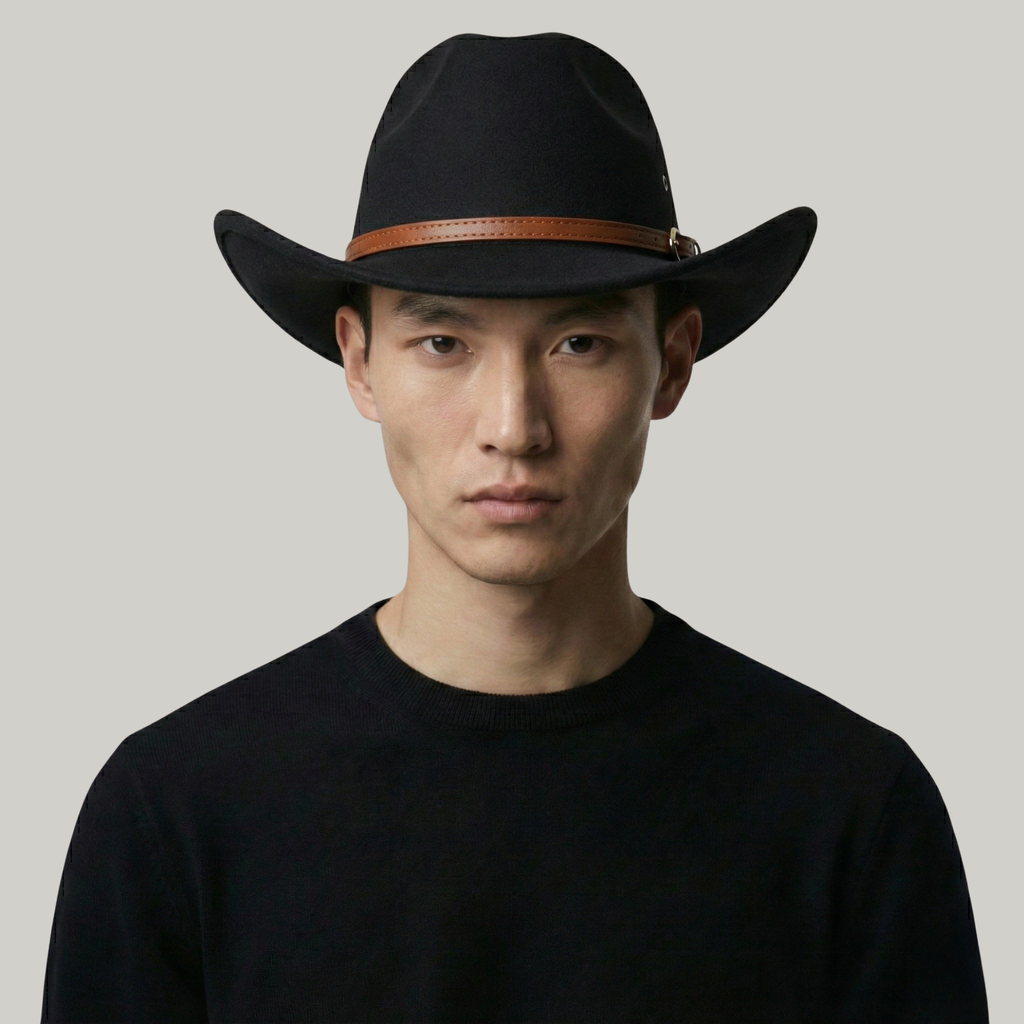Chapeau de Cowboy Homme Noir Doux