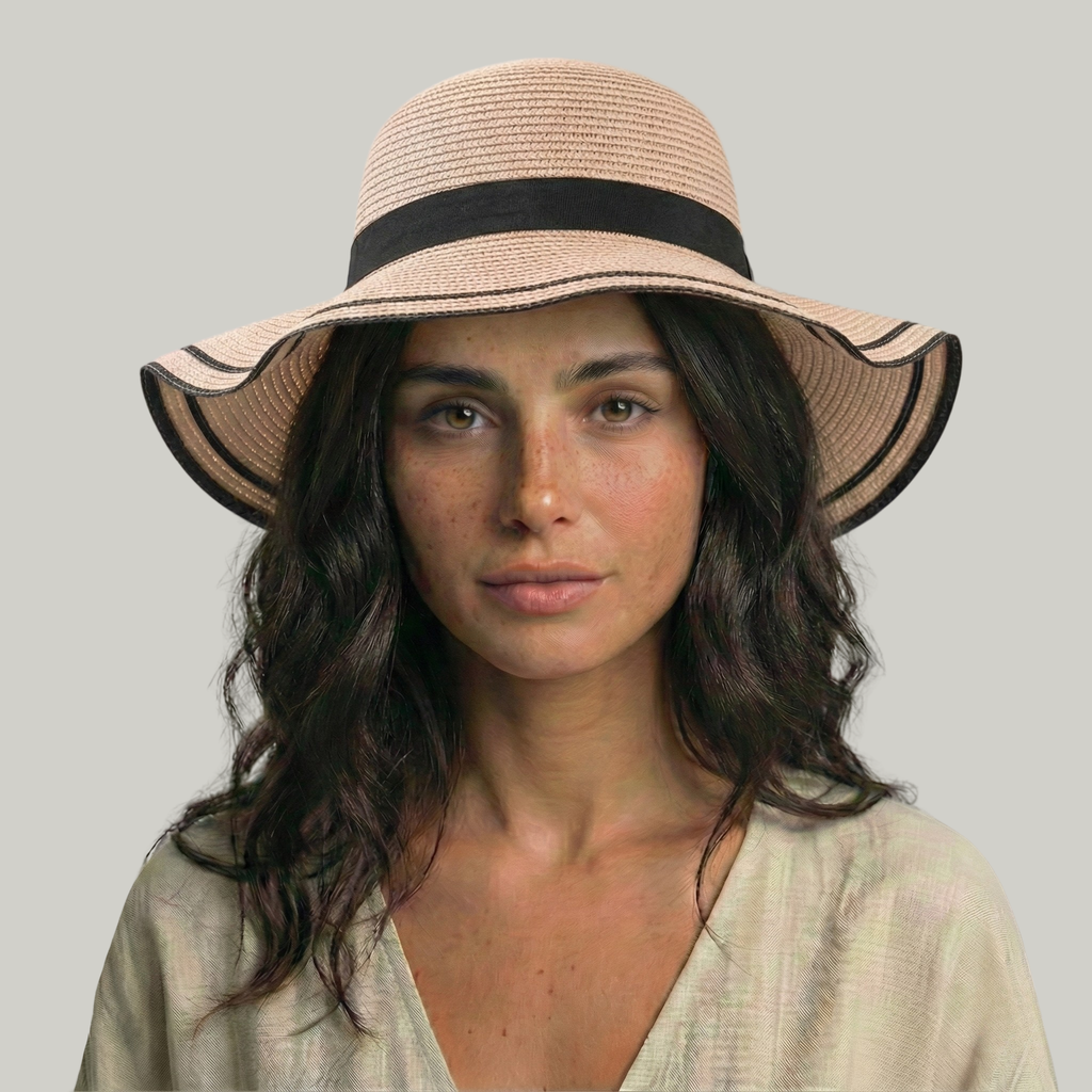 Chapeau de Paille Femme Rose Élégant