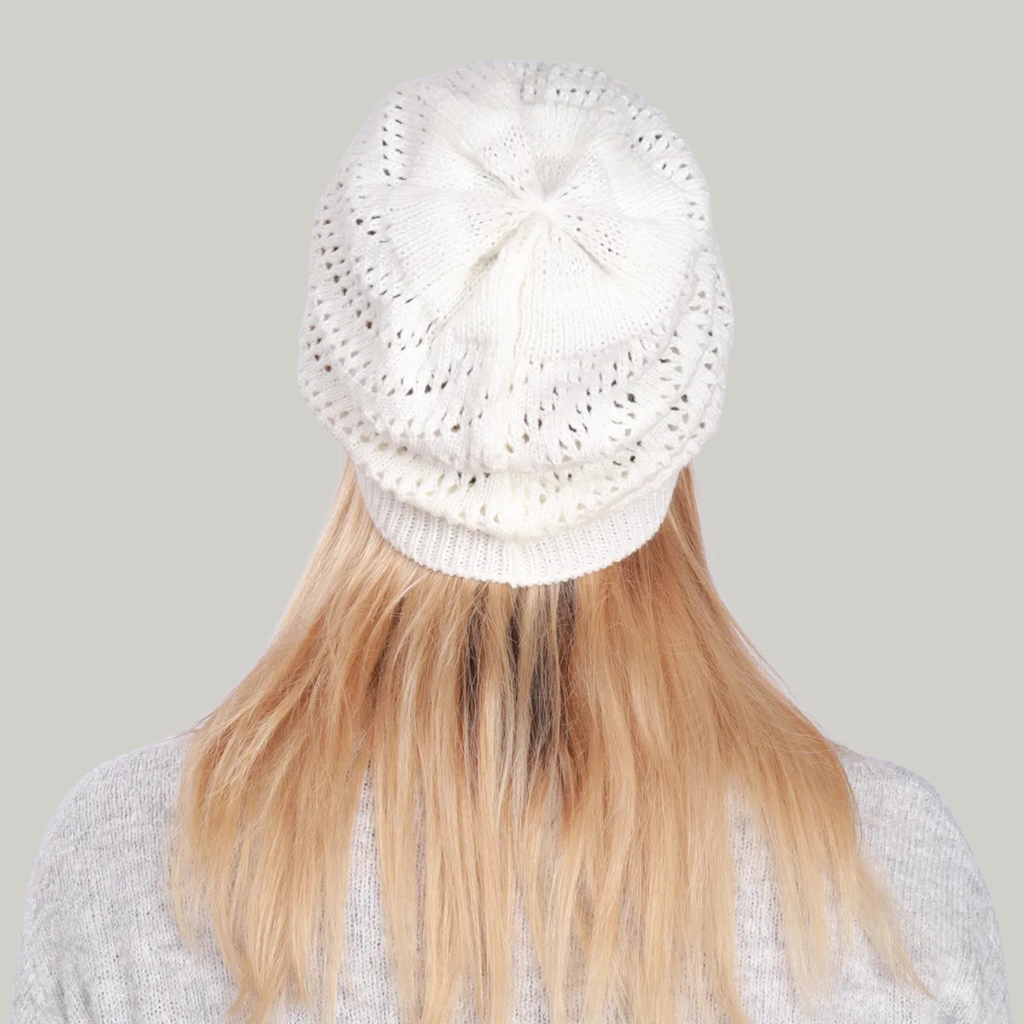 Bonnet Crochet Femme Blanc Hiver