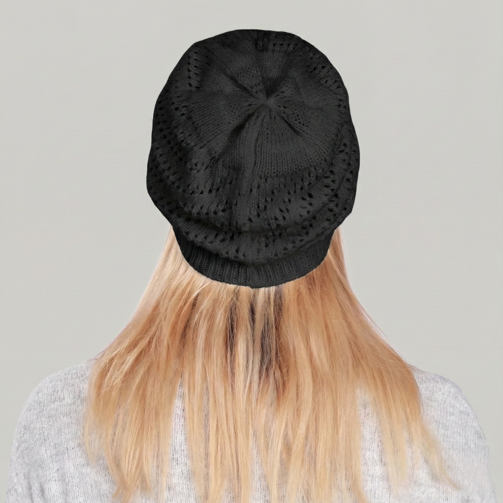 Bonnet Crochet Femme Noir Hiver