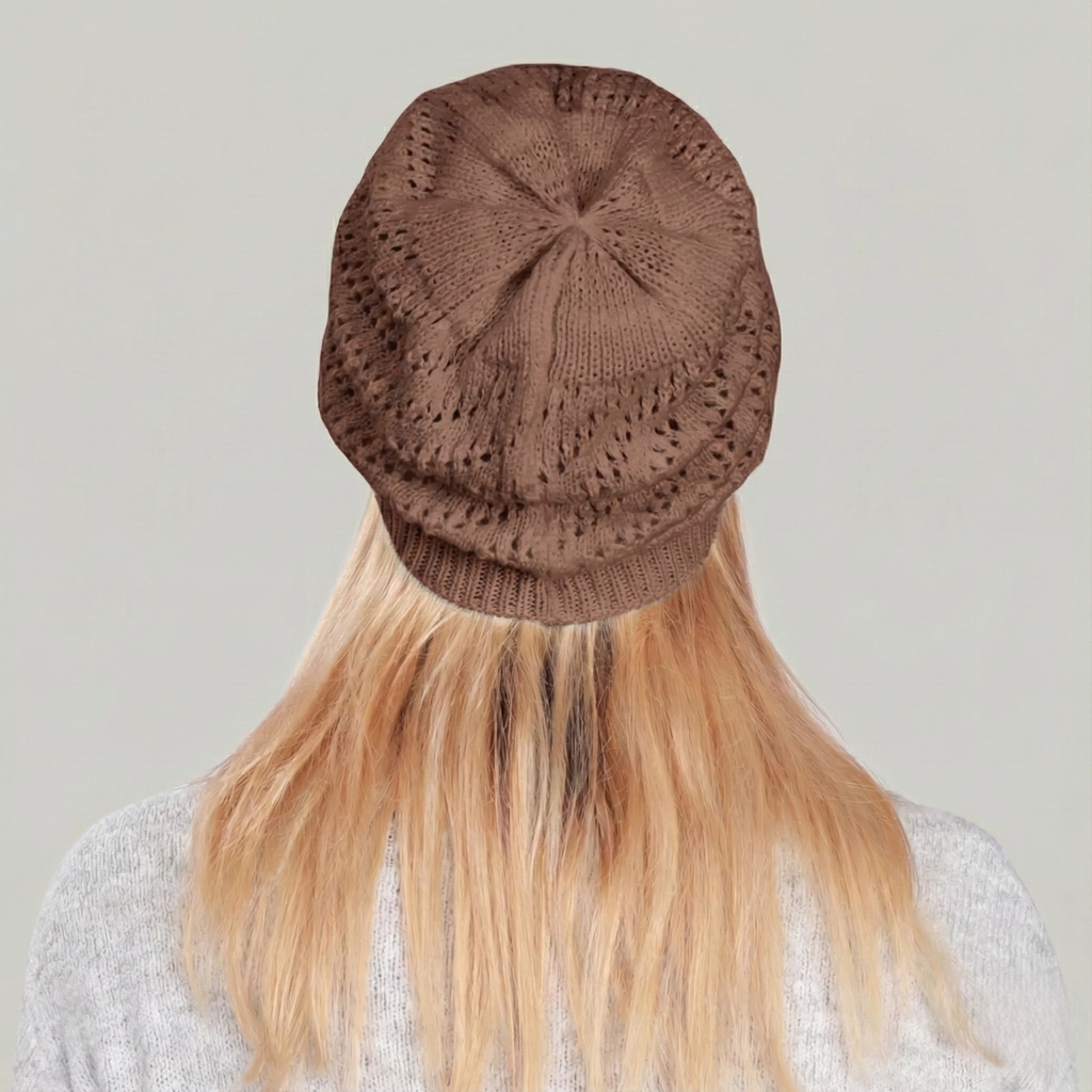 Bonnet Crochet Femme Marron Hiver
