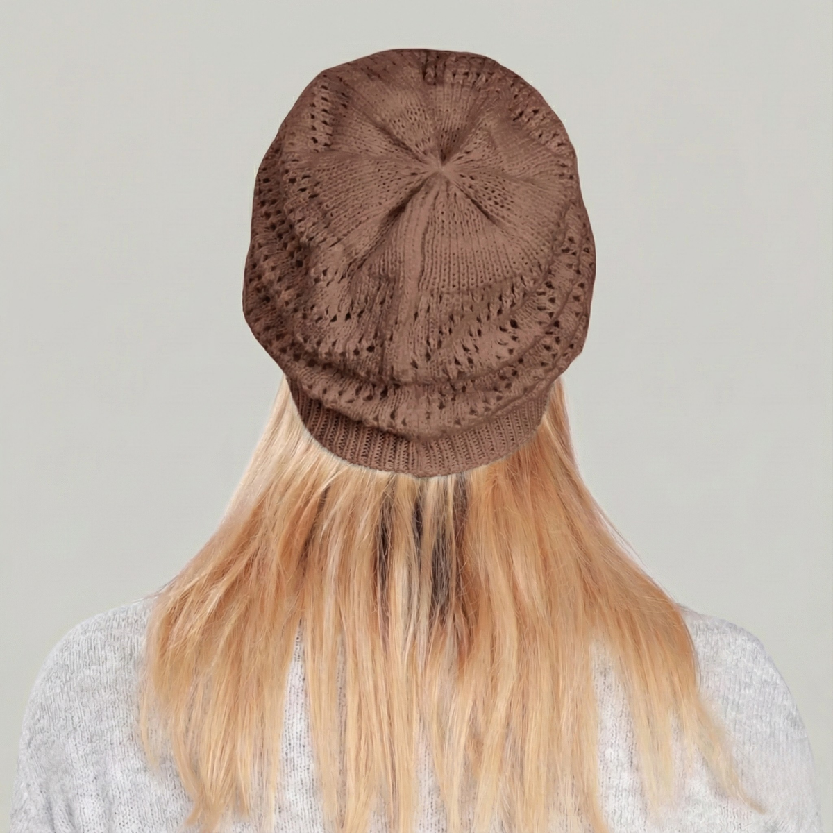 Bonnet Crochet Femme Marron Hiver